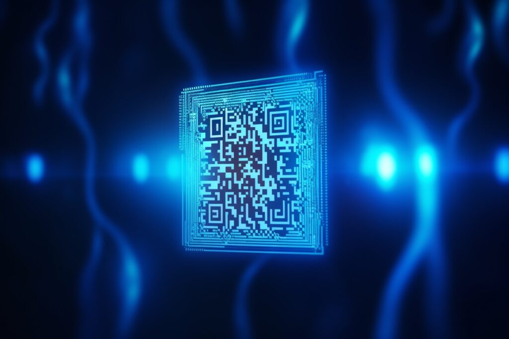 perriw_47573_a_qr_code_on_a_glowing_blue_background_hyper_reali_1d644039-aef8-43fa-b555-18437867e671